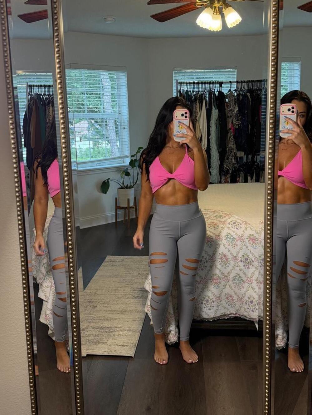 Alo Yoga Grey Cutout Leggings High Rise Gym Yoga Athleisure Pants XS